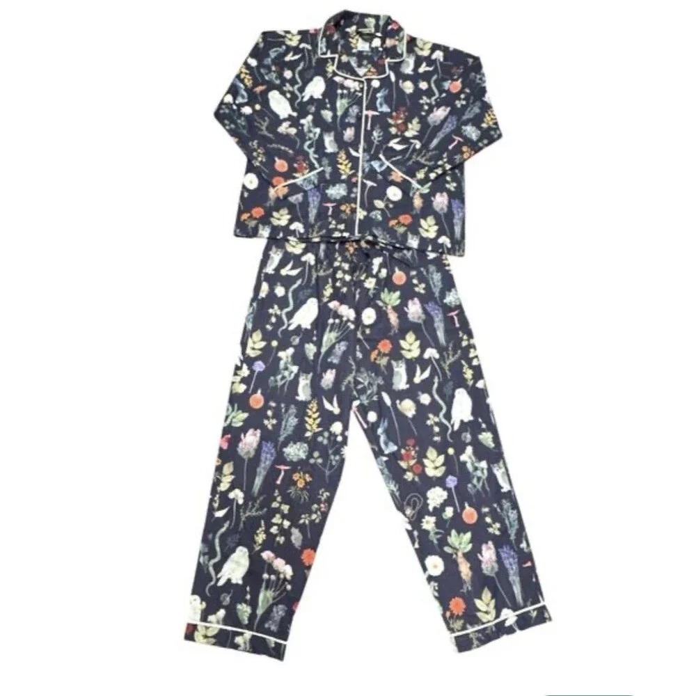 Pottery Barn Teen HARRY POTTER Herbology 2 Pc Cotton Pajamas  Owls Magic Size M